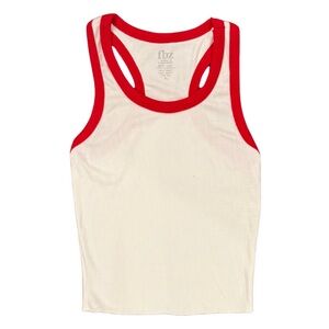 Flowers by Zoe White Ribbed Tank with Red Piping Girls size XL NWT